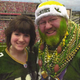 Packers fan Russell Beckman has sued the Bears for not letting him on the field in his Packers gear last season, even though he’d earned the perk as a Bears season ticket-holder. He is shown here with his daughter at a Buccaneers game, in an image submitted as part of the lawsuit.